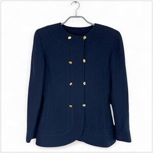Ungaro Parallele Paris Vintage Navy Double Breasted Jacket Blazer Gold Buttons 8